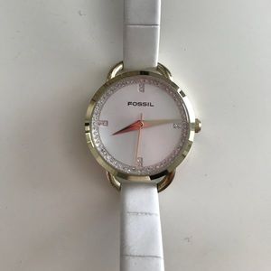 Fossil Watch - White/Gold Rhinestone